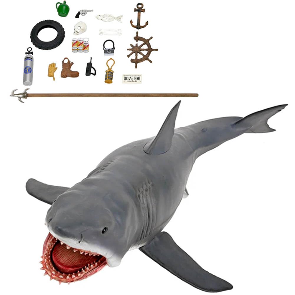 La Partita degli Squali - Statuetta Orrore 45 cm, Figura da Testa a Coda, Modello Animale con Accessori, Statua in PVC da Collezione, Decorazione per la Casa, Regalo