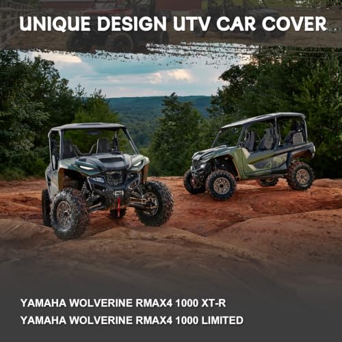Image of Waterproof UTV Cover Compatible with Yamaha Wolverine Rmax4 1000 | 6 Layers Outdoor Cover with Cotton Liner, Air Vents, Door Zipper and Windproof Buckles for Rain Snow Dust Protection
