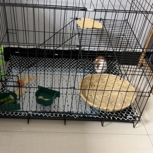 Jaula para conejos de interior de 2 pisos, estructura de cifrado de metal, jaula para animales pequeños con parte superior que se puede abrir, bandeja extraíble, para animales pequeños a medianos