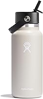 Vista 87 de Hydro Flask - Boca ancha, tapa con popote flexible, color negro (Black), 32 onzas