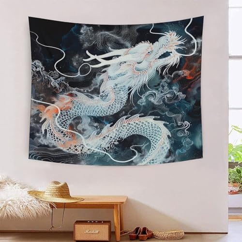Tapisserie murale dragon 3D tissu grand format pour habiller un mur nu