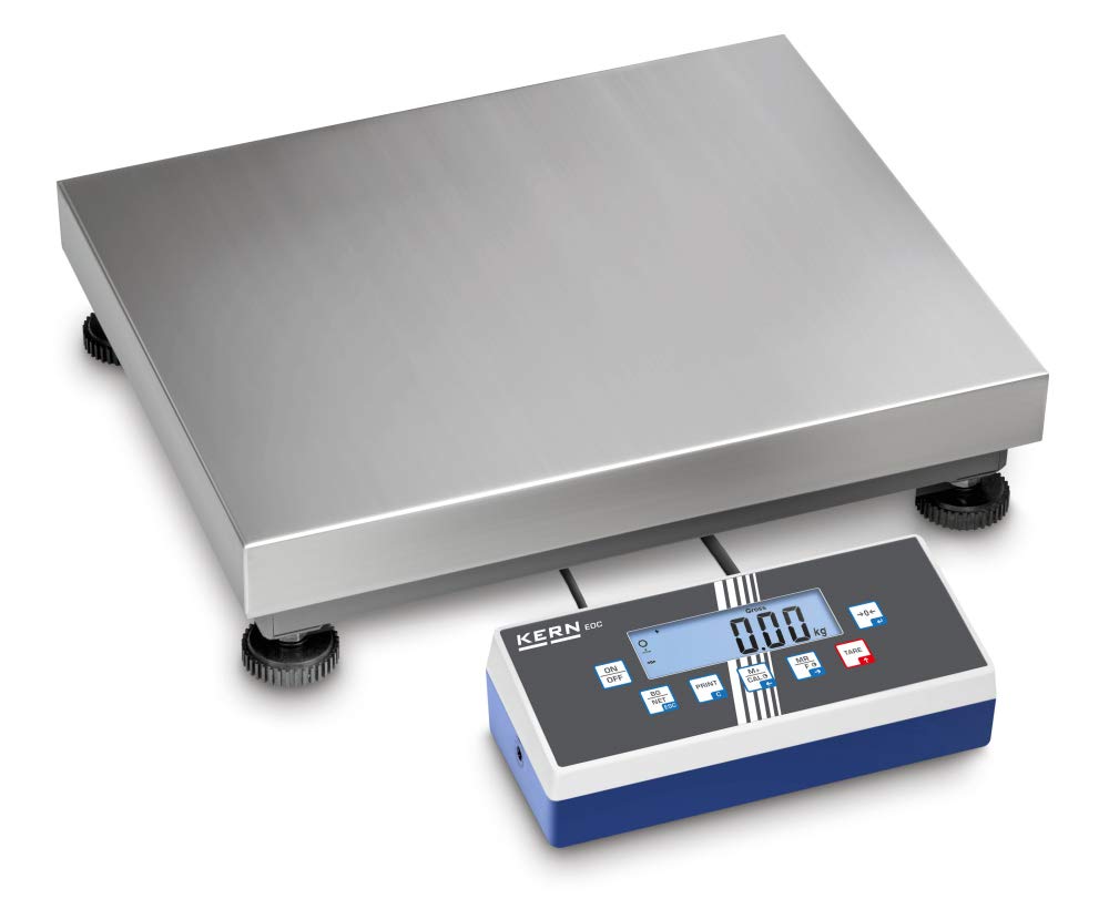 Kern EOC 60K-3L - Báscula de paquete (indicador fino, con dispositivo de evaluación flip/flop, rango de pesaje: 30 kg/60 kg, legibilidad: 1 g/2 g, placa de pesaje: acero inoxidable