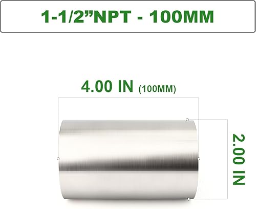 Miniatura 467 de TAISHER 2 accesorios de tubería de acero inoxidable, 1/2 "NPT x 1/2" NPT macho roscado, tubo fundido de pezón de 6 pulgadas de longitud 1.969 in