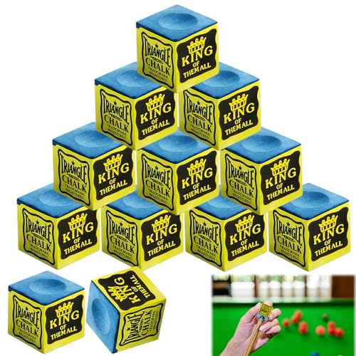 Gubilacrum 12 Pieces Blue Pool Chalk for Billiard Accessories Pool Chalk Blue Pool Cue Chalk for Improved Grip Snooker Chalk in Triangle Box Ideal for both practice sessions