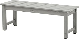 Outdoor Bench, Poly Lumber Weatherproof, 2 Person Patio Benches for Outdoors, Never Rot and Fade Backless Bench, Suit for Garden Park and Porch(Grey)