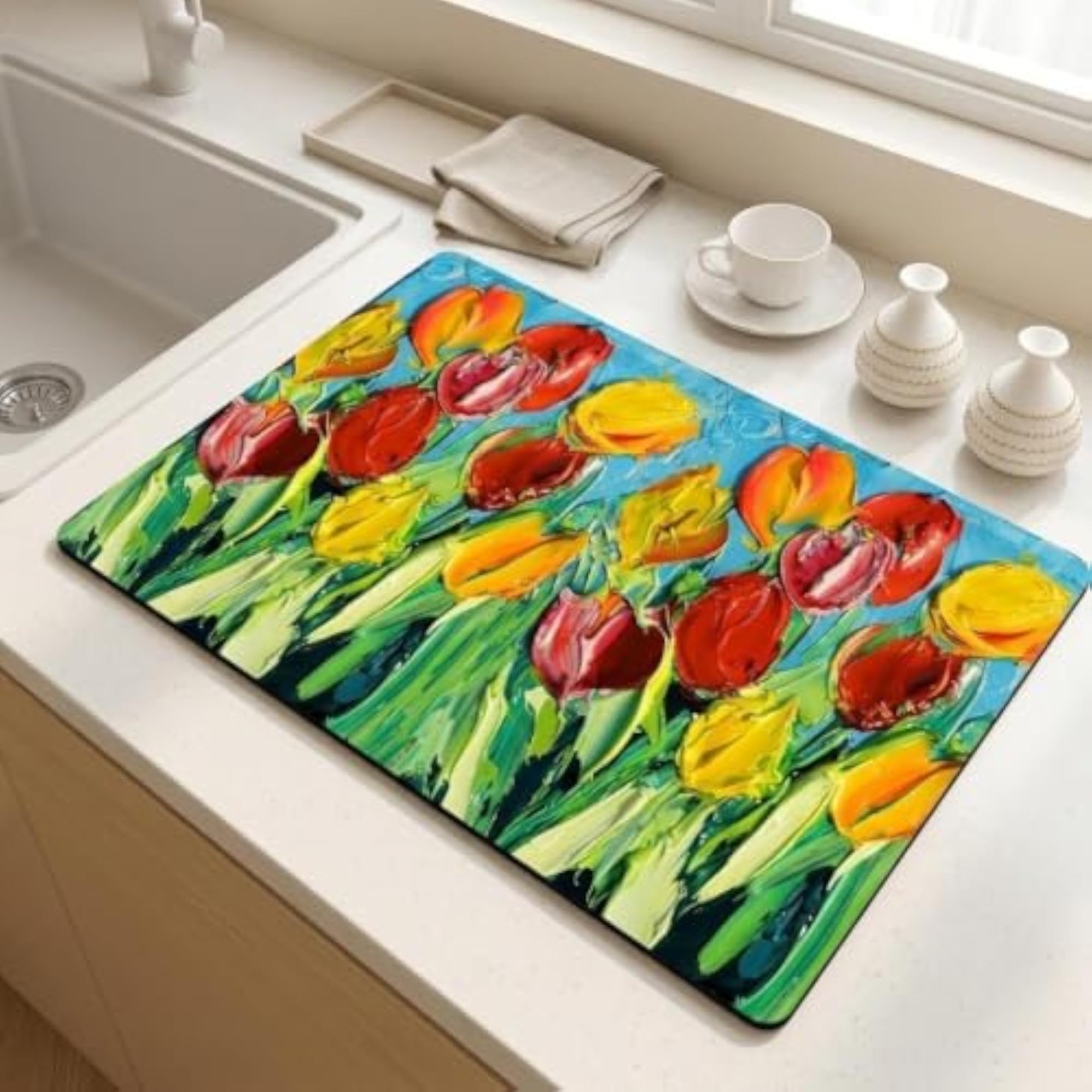 Floral Diatomaceous Earth Dish Drying Mat 30*50cm