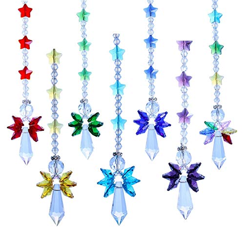 Preisvergleich Produktbild TOOGOO Chakra Kristall Suncatcher Glas Schutz Engel Regenbogen Hersteller Collection Suncather, Set Von 7, Haus Garten Dekorativ Haengen