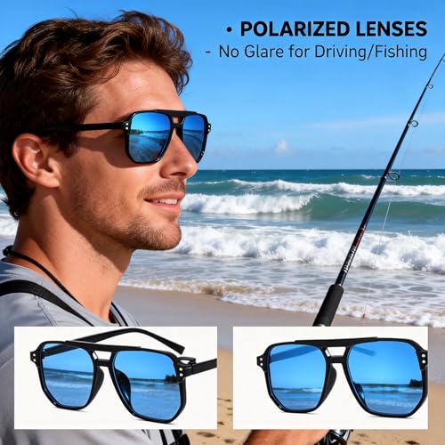 Black-framed Sunglasses with Blue Lenses - image 5