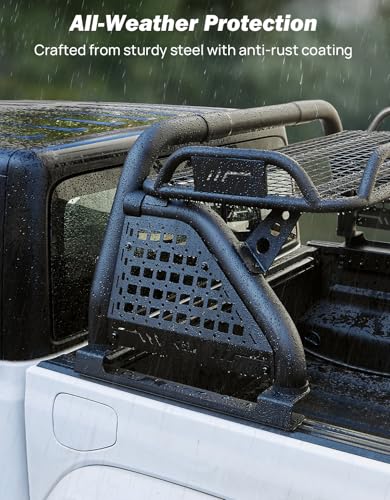 Image of JOYTUTUS Roll Bar with Cargo Basket for Mid-Size Truck, Extendable Chase Rack Pickup Sports Bar Compatible with Tacoma, Gladiator JT, Frontier, Canyon, Colorado, Ranger