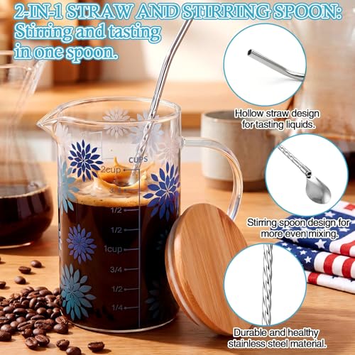 Vaso medidor vidrio borosilicato 500 ml con tapa bambú miniatura 4