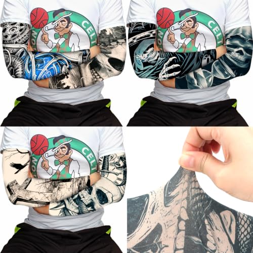 Image of YARIEW Temporary Tattoo Sleeves for Men Arm Sleeves for Men | Tattoo Sleeve Women Arts Fake Sleeve Tattoos Sun Protection Cooling Covers for Arms Women Halloween Pattern 17