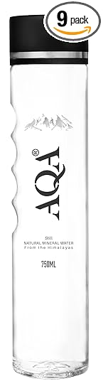 AQA Natural Mineral Water Glass Bottle 750ml (Pack of 9) (750ml)