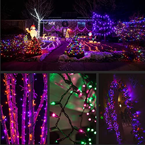 Yuletime Orange Green & Purple Halloween Lights With Black Wire, 66 Feet 200 Count Ul Certified Christmas String Lights, Pack Of 2 Sets 33 Ft 100 Count Mini Lights Set (Orange, Green & Purple) #TOP7