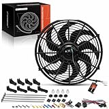 A-Premium 14'' 14 inch Electric Radiator Fan 2250 m³/h, 12V 90W with Thermostat Wiring Switch Relay Kit