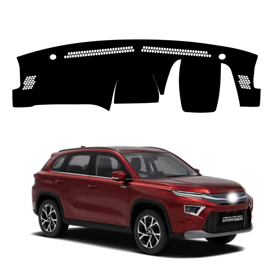 Car Dashboard Cover Compatible with Toyota Urban Cruiser Hyryder 2022 to 2025 Dustproof, UV Resistant | Sun Shade Carpet | Custom Fit Car Accessories (Balck)-image-47