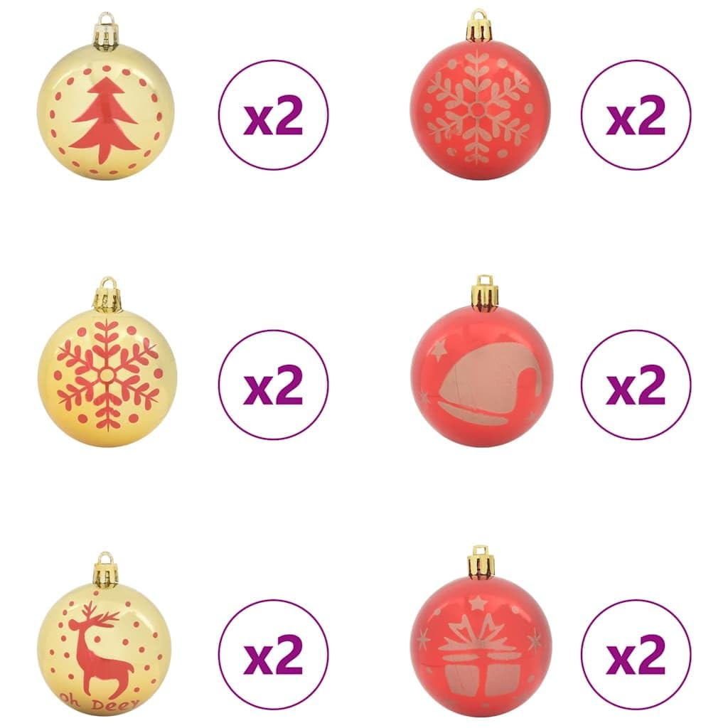 Weihnachtskugel-Set 40 pcs Gold und Rot Kunststoff Ø 6 cm Christbaumschmuck Anhänger und Ornamente für Tannenbaum Winter Dekoration Advent Deko Stern Figur Lametta