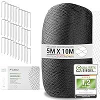 FISO® Teichnetz - 5x10m I Vogelschutznetz engmaschig, robust, witterungs- & UV-beständig I Schwarzes Teich Netz feinmaschig (15x15mm) I Netz zum Schutz von Teich, Balkon, Kirschbaum & Mehr