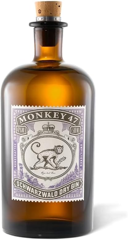 Monkey 47 Schwarzwald Dry Gin – Harmonischer Ultra Premium Gin mit Wacholderaroma & frischen Zitronen- und Fruchtnoten – 1 x 0 5 L | 500 ml (1er Pack)