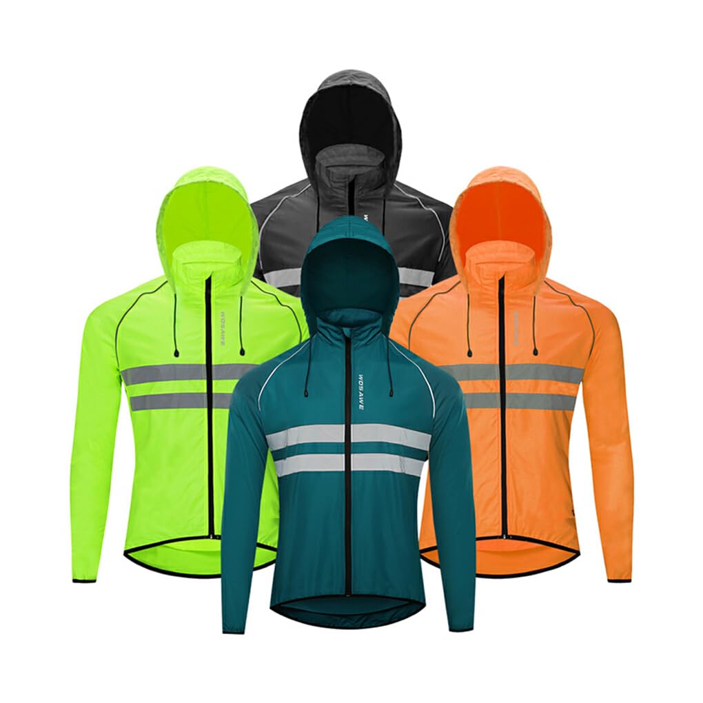 Chaqueta de ciclismo Abrigo de ciclismo con capucha Cortavientos Reflectante a prueba de viento Impermeable Moto Manga larga Hombres Montar