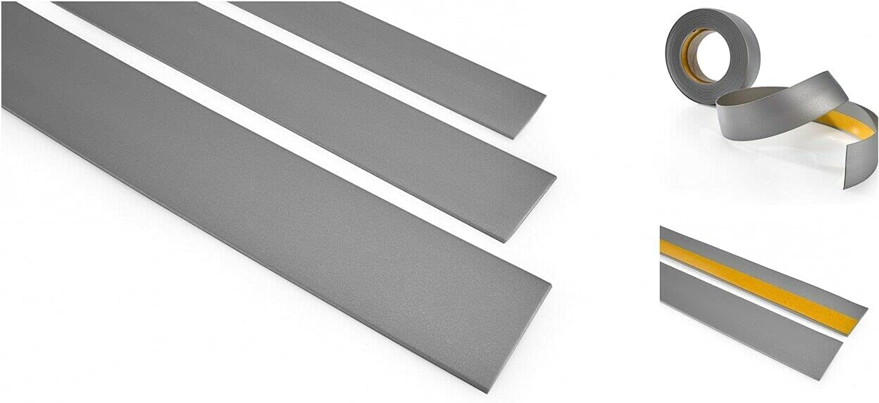 5 M Flat Self-Adhesive Door Window Architrave PVC Cover Strip Masking Trim TMW Profiles (40 mm (1.57 in), Silver)