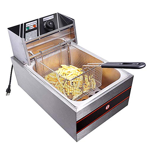 WeChef Commercial Single Tanks Electric Countertop Large Deep Fryer with Basket Restaurant Home Kitchen 2500W 12L - Thumbnail 5