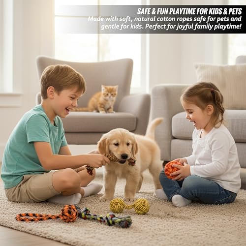 Image of Dog Rope Toys for Large /Medium Aggressive Chewers Tough Rope Chew Toy with Easy Hold Handle, Indestructible Natural Cotton Tug Rope (Rope Chew Toy Set of 5)