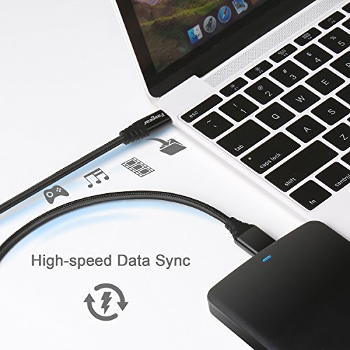 Fasgear Type C To Micro B Cord, Nylon Braided Metal Connector Type C 3.0 To Micro B Cable 3Ft, Fast Charge Sync Compatible With Toshiba Canvio, Westgate, Seagate, Galaxy S5 Note 3 (Black) #TOP5