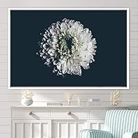 Framed Canvas Wall Art White Flower Portrait Bohemian Dark Dramatic Floral Multicolor Petal Photography Portrait - 16x24 inches
