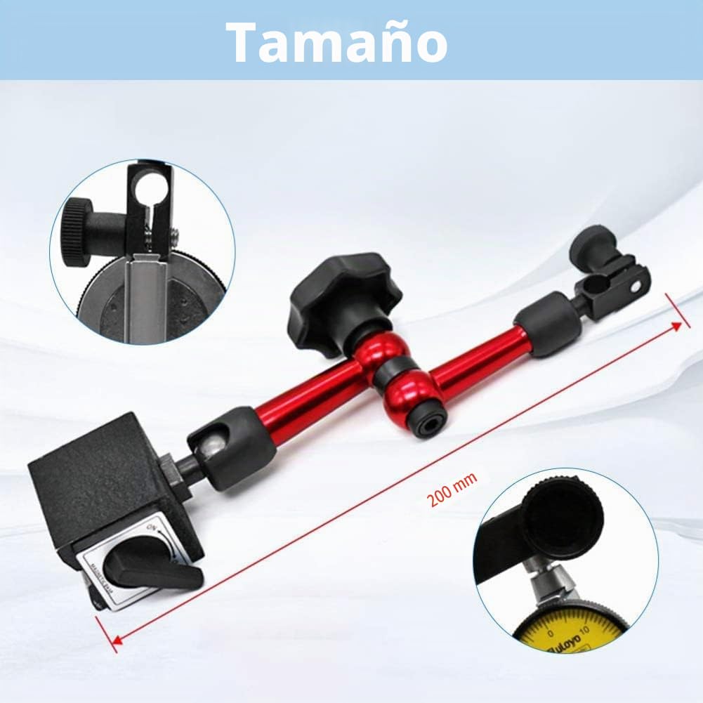 Reloj Comparador Base Magnetica, Reloj Comparador con Base Imantada, Soporte de Base de Soporte de Calibre MagnéTico Fuerte Flexible Indicador de Prueba de Dial de Palanca, para Ajuste de Mecanizado