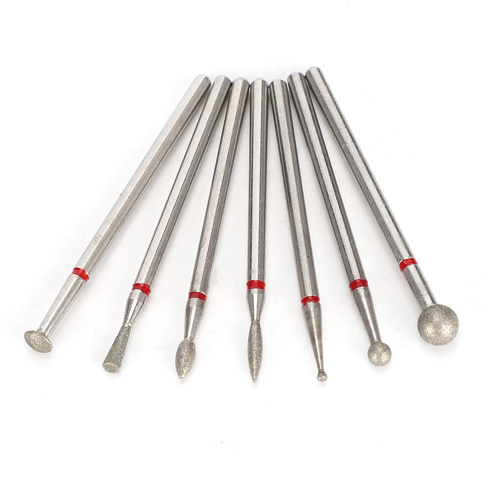 Nail Drill Bits 7 Pieces Emery Manicure Drill Bits Professional Nail Drill Bit Set Tools for Nail Salon, Home (NO.05)