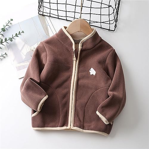 Toddler Warm Coat Autumn Winter Girl Boy Long Sleeve Simple Solid Color Children's Dress Stand Collar (Brown, 5-6 Years)3