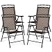 Costway Lot de 4 Chaises de Jardin Pliantes et Portables avec Accoudoirs,Siège en Textilène Confortable, Cadre en Fer pour Jardin,Terrasse ou Bord de la Piscine,Balcon 48,5 x 64 x 90 cm
