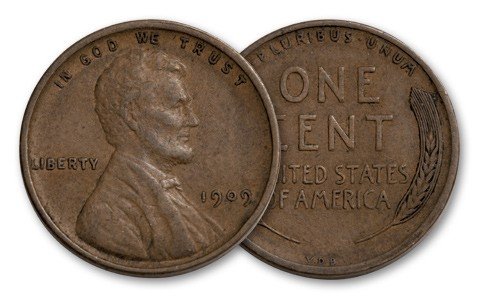 1909 No Mint Mark VDB Lincoln Cent Seller Fine+ to XF