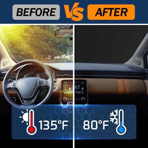 Windshield Sun Shade for Toyota Camry 2018-2023 2024 LE XLE Hybrid SE XSE Sedan, Car Front Window Covers Sun Visor Protector, Foldable Blocks UV Rays Sunshade for Toyota Camry Accessories — view 2