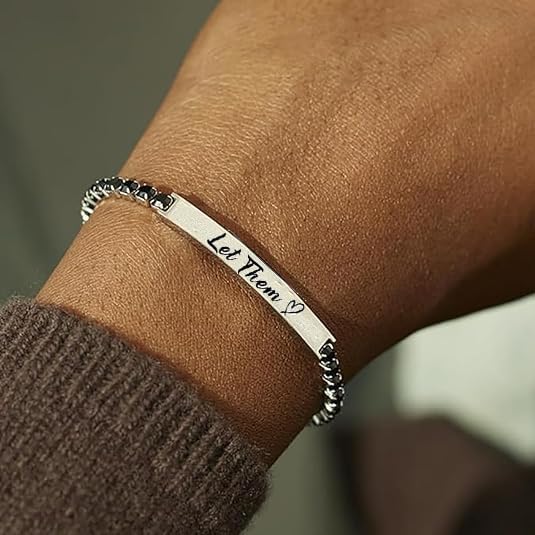 Let Them Bracelet For Women, Self Worth Motivational Crystal Energy Chain Bracelets Inspirational Stainless Steel Engraved Bracelet Anniversary Birthday Jewelry Gift - Image 4