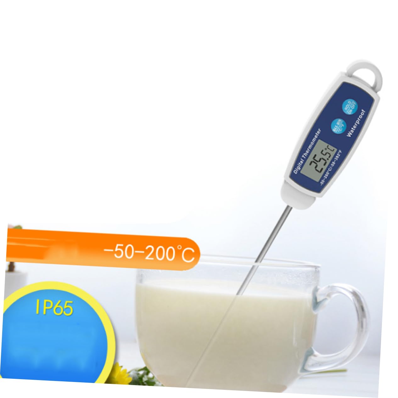 TOPBATHY 3 Piezas Termómetro Digital de Comida Multifuncional con Inoxidable Preciso y Resistente para Cocina Barbacoa y Horneado Uso Doméstico Incluye Funda
