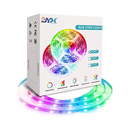 JYX 32.8ft RGB LED Strip Lights for Bedroom, Smart Strip Lighting with Remote, LED Room Lights for Home Decor, 32ft RGB Strip Lights with DIY Colors, Color Changing LED Light Strip (2 Rolls in Box)