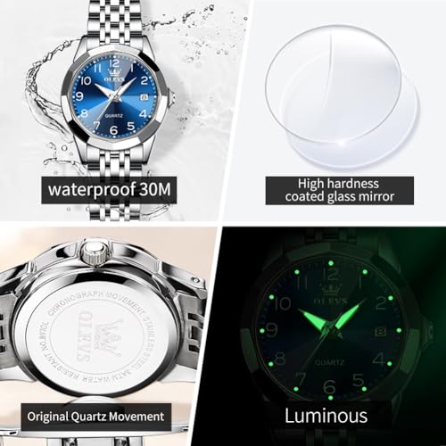 Image of OLEVS Womens Watch Fashion Dress Diamond Female Watches for Ladies Analog Quartz Stainless Steel Waterproof Luminous Day Date Two Tone Wristwatch
