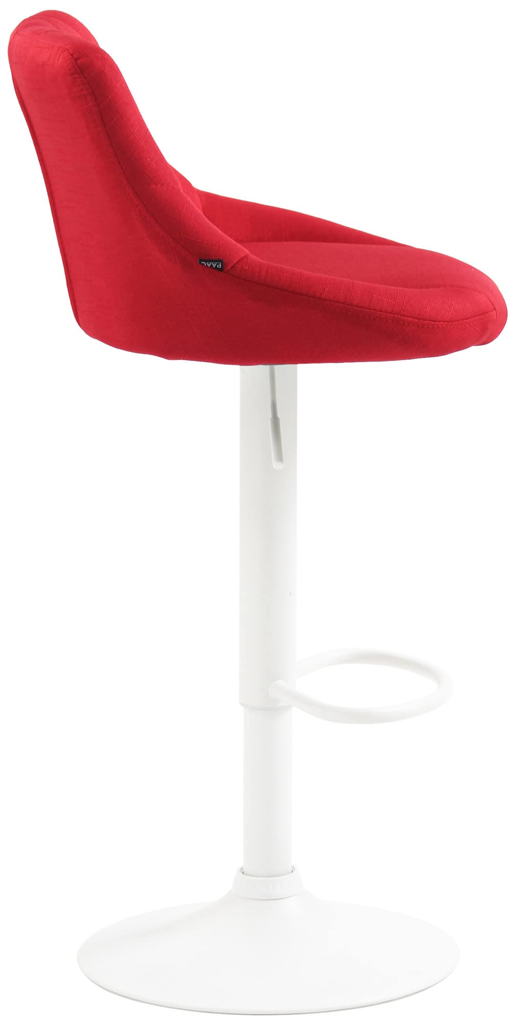 CLP Sgabello Design Lazio In Stoffa I Sedia Cucina Girevole E Regolabile 83-104 CM Con Poggiapiedi I Sgabello Bar Imbottito | Colore rosso Colore del telaio bianco