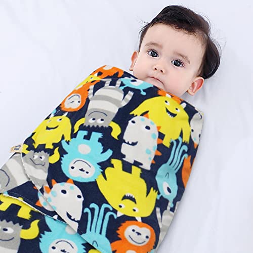 Image of BlueSnail Baby Swaddle, Soft and Comfortable, Newborn Easy Wrap Receiving Blanket, Suitable for 0-3 /3-6 Months (Coloured Monster, 0-3 Months)
