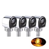 MSXkgggVo 2 4pcs Aluminum LED Motorcycle Turn Light Black 12V Compatible With Bike(4pcs Chrome)
