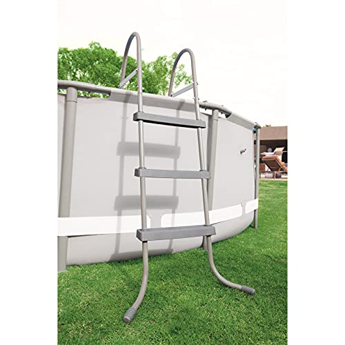 Escalera para piscina elevada 42 pulgadas acero y plástico miniatura 2