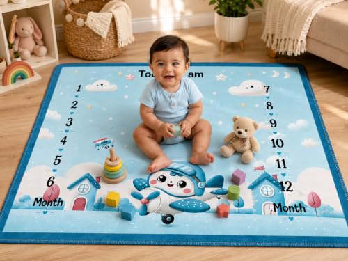 Image of NEW COMERS Milestone Baby Blanket for All Season Play Mat, Super Soft Foam | 3 Layer Thick Mat Blankets for Kids /New Born Monthly Photoshoot
