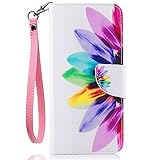 Galaxy S8 Plus Case, S8 Plus Wallet Case, JanCalm [Wrist Strap][Kickstand][Card/Cash Slots] Pattern Premium PU Leather Phone Cases Flip Cover for Galaxy S8 Plus + Pen (Rainbow Flower)