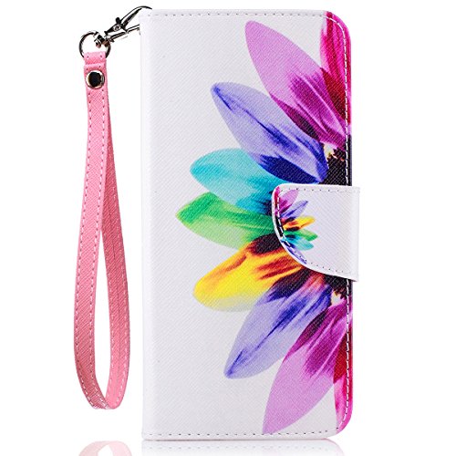 Galaxy S8 Plus Case, S8 Plus Wallet Case, JanCalm [Wrist Strap][Kickstand][Card/Cash Slots] Pattern Premium PU Leather Phone Cases Flip Cover for Galaxy S8 Plus + Pen (Rainbow Flower)