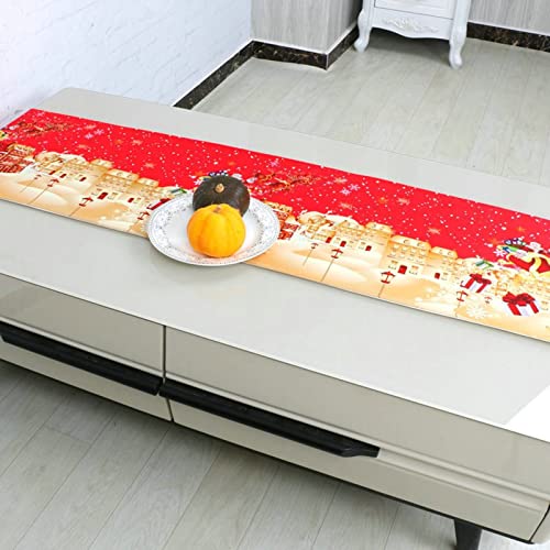 Chemin de table moderne rouge 33x180 cm en polyester de Noël - 4