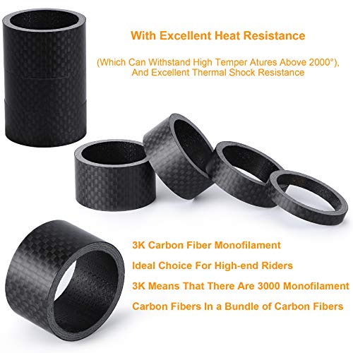 image for SANNIX 4 Pieces Bike Headset Spacers Matte Bicycle Handlebar Carbon Fi