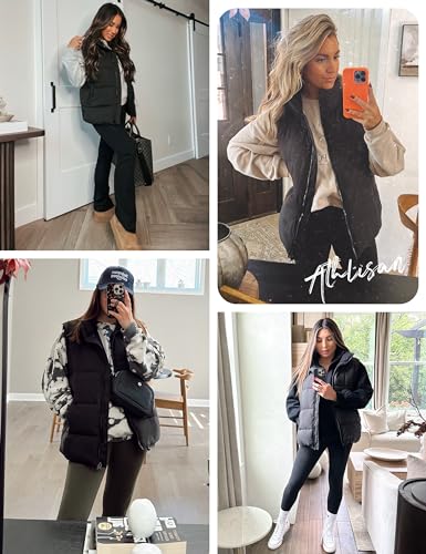 Athlisan Womens Zip Up Puffer Vest Stand Collar Sleeveless Padded Jacket Coat4