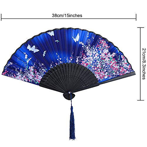 Ventiladores Aneco de 4 peças dobráveis de bambu para ventiladores portáteis de seda, ventiladores p