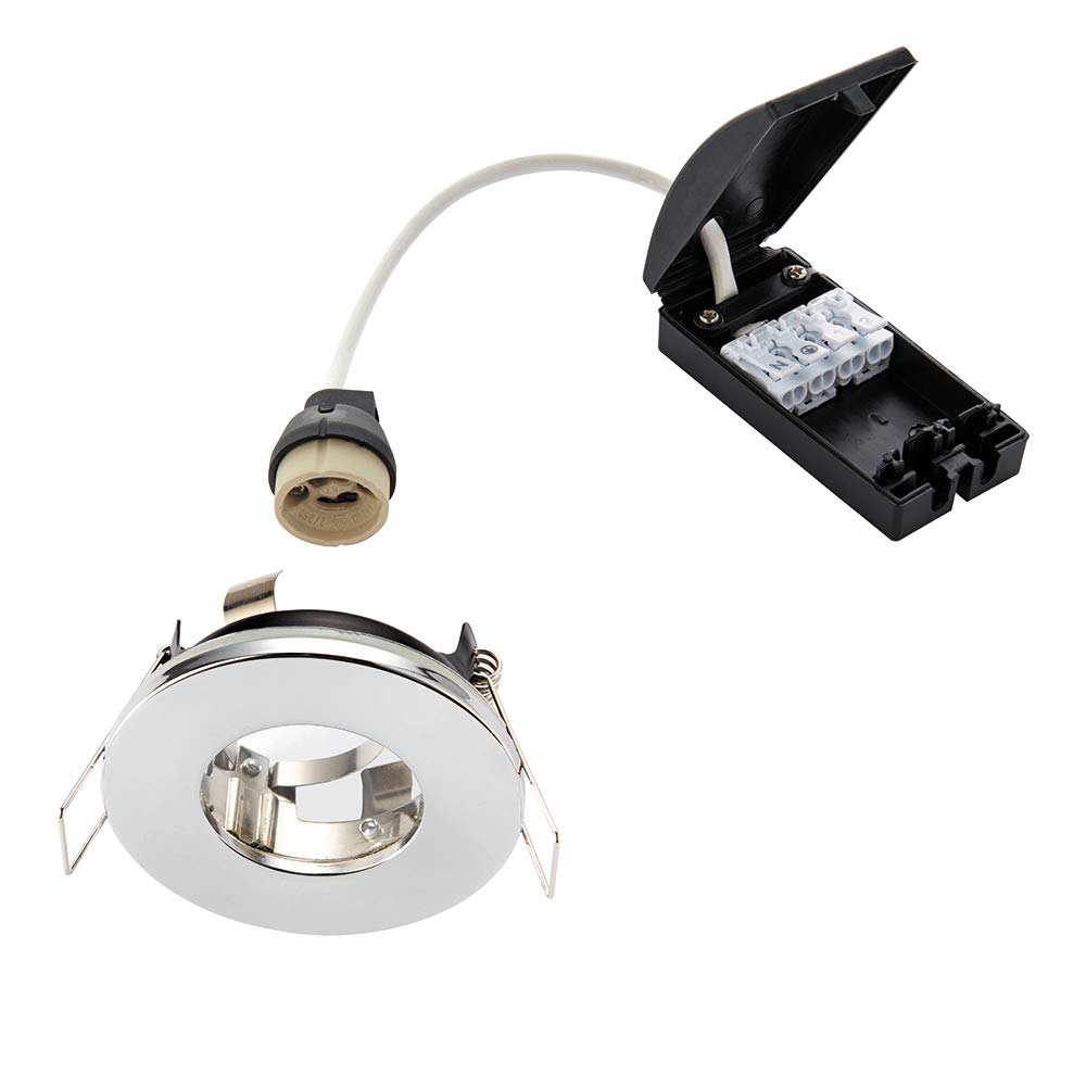 Saxby - Fire Rated 1 Light Bathroom Recessed Light Chrome Plate, Glass IP65 79980